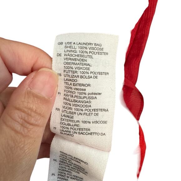 & Other Stories Frill Hem Red Long Sleeve Dress - Picture 11 of 14